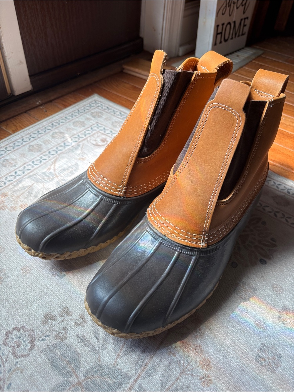 L.L. Bean Women’s Two-Tone Duck Chelsea Boot (marked size 7) length shown in pic